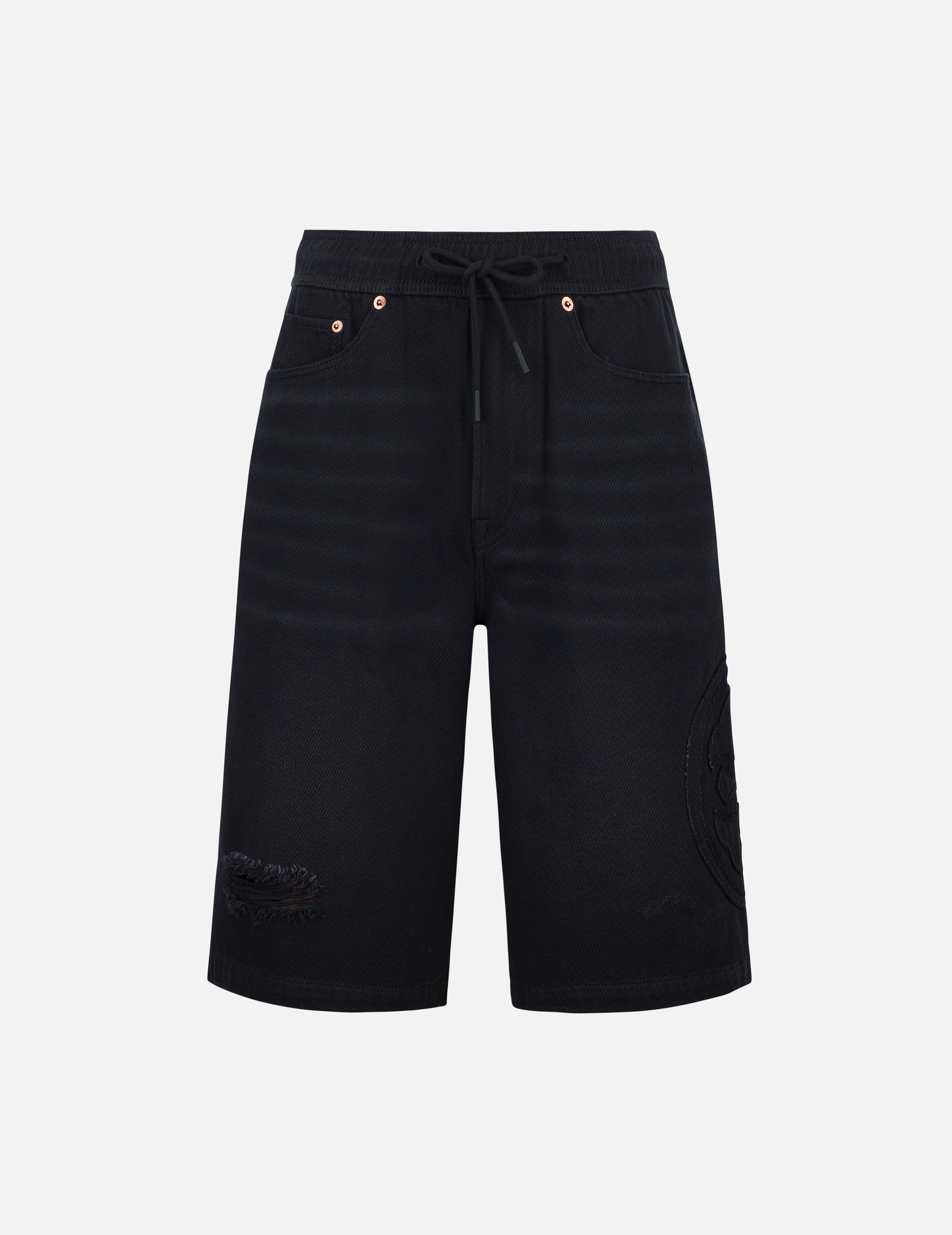 家花贴布时尚版型牛仔短裤